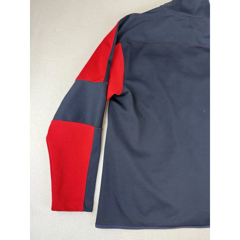 Nautica Competition Jacket Mens Large Red Blue Full Zip Track Sweater Bomber USA